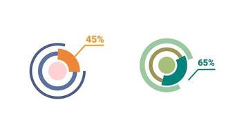 45 and 65 circle diagrams Infographics animation design, 23 Percentage ready to use for web design video