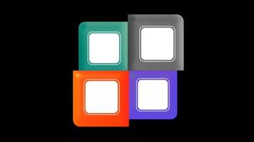 Four colorful square intro title box chart,powerpoint presentation template. video