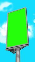 Portrait blank green billboard or large advertising display. Chroma key, time lapse, green screen, template, mock up and copy space concept video