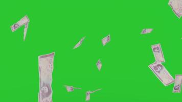 Money rain 100 rial iran banknotes money falling down. IRAN currency. 3D render. Animation. paper money bills falling. Business and finance video