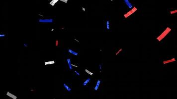 Falling shiny red and white confetti isolated on transparent black background Bright festive tinsel holland and france color video