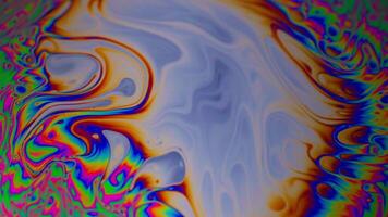 Colorful abstract art of liquid soap bubbles with psychedelic patterns, surreal moving patterns video