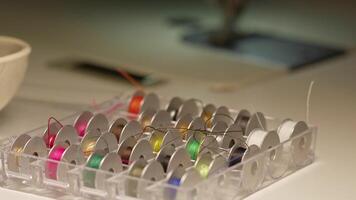 The dance of colorful rope wraps Rolls on the shelf with shadow video