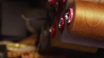 The dance of colorful rope wraps Rolls on the shelf with shadow video