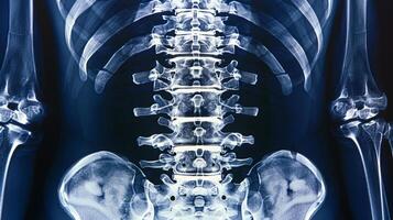 X-ray Imaging of Human Spine Focusing on Lumbar Region. Concept of Medical Examination, Radiology, Spine Health, Skeletal Structure photo