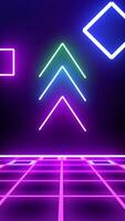 Retro style 80s futuristic grid wireframe backdrop. Digital landscape neon dance style retro party laser pattern background. video