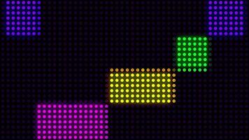 Digital display LED technology pattern circle pixels glowing colorful lights background. video