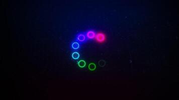 Loading circle icon on black background. Buffering Spinner download or upload progress. Colorful rainbow Loader video