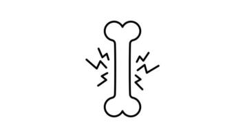 Human bone outline icon animation. transparent background video