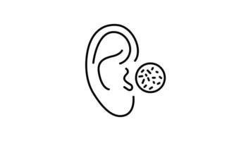 Ear, hearing outline icon animation. transparent background video