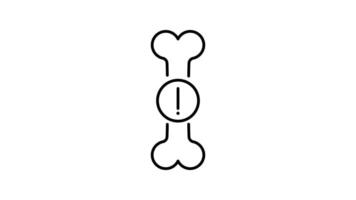 Human bone outline icon animation. transparent background video