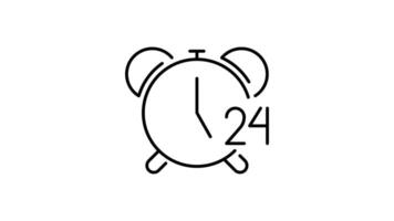 alarm outline icon animation. transparent background video