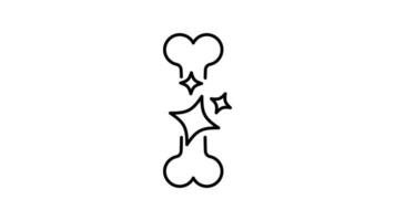 Human bone outline icon animation. transparent background video