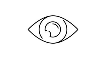 Eye outline icon animation. transparent background video