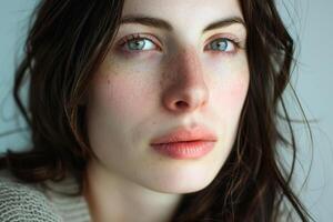 A closeup portrait with the subject making direct eye contact with the viewer fostering a sense of intimacy and trust . AI generate photo