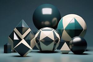 Perfect geometric shapes in 3D. AI generate photo