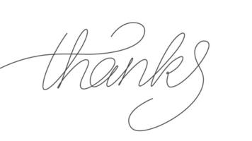 Thanks word. Animated self drawing of continuous black line text on white background. video