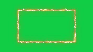 Glowing orange color electric arc effect rectangle shape frame animation on green screen background video