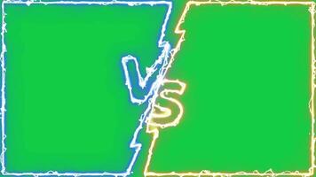 VS animation electric energy arc frame overlay effect, Versus screen split effect, The concept of battle, competition, duel, or comparison team vs animation effect on green screen background video