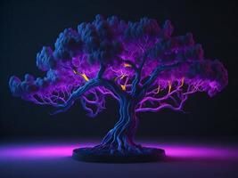 3D neon tree, purple color photo