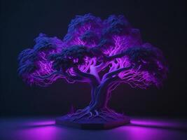 3D neon tree, purple color photo