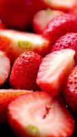 Strawberry fruit, sliced strawberries fruits video