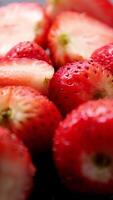 Strawberry fruit, sliced strawberries fruits video