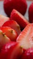 Strawberry fruit, sliced strawberries fruits video