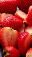 Strawberry fruit, sliced strawberries fruits video