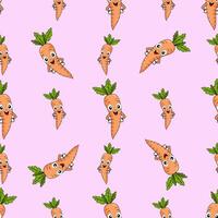 A seamless pattern with a funny carrot. Funny carrots in a seamless Design.pink background vector