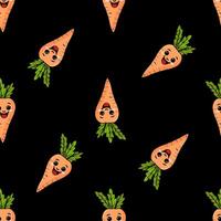 A seamless pattern with a funny carrot. Funny carrots in a seamless Design.black background vector