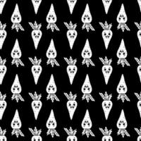 Seamless pattern with fun carrots. A pattern featuring contoured carrots.black background vector
