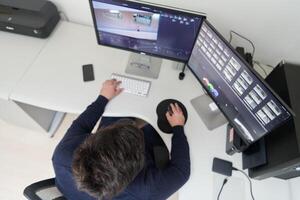 professional editor enhancing digital footage using specialized software photo