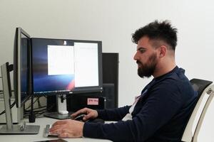 professional editor enhancing digital footage using specialized software photo