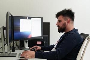 professional editor enhancing digital footage using specialized software photo