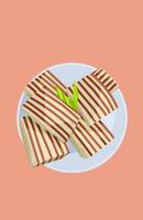 illustration of chocolate layer cake on a plate vector