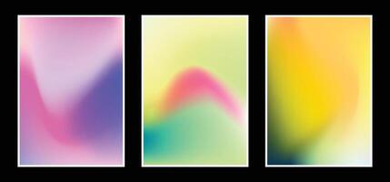 Abstract fluid colorful poster design set. Creative color gradient background template copy space bundle. vector