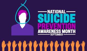 National Suicide Prevention Awareness Month background or banner template observed every year in September. Template for background, banner, card, poster, placard, design template with unique shapes. vector