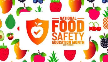 National Food Safety Education Month is observed every year in September. Holiday concept. Template for background, banner, card, poster, placard, design template with unique shapes vector