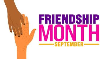 Friendship Month is observed every year in September. Holiday concept. Template for background, banner, card, poster, placard, design template with unique shapes with standard color. vector