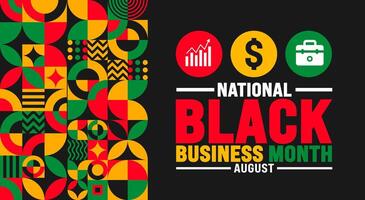 Black Business Month is observed every year in August. Holiday concept. Template for background, banner, card, poster, placard, design template with unique shapes with standard color. vector