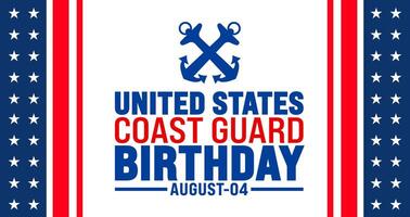 us coast guard birthday is observed every year in August. Holiday concept. Template for background, banner, card, poster, placard, design template with unique shapes with standard color. vector