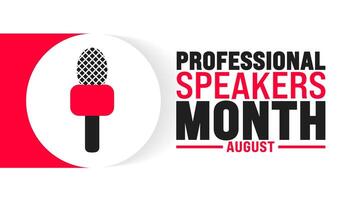 Professional Speakers Month is observed every year in August. Holiday concept. Template for background, banner, card, poster, placard, design template with unique shapes with standard color. vector