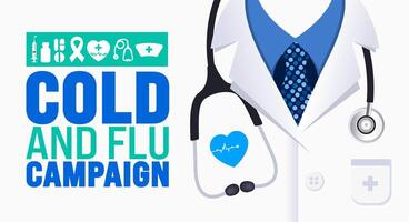 Cold and Flu Campaign is observed every year in September. Holiday concept. Template for background, banner, card, poster, placard, design template with unique shapes with standard color. vector