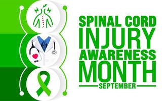 National Spinal Cord Injury Awareness Month is observed every year in September. Holiday concept. Template for background, banner, card, poster, placard, design template with unique shapes vector