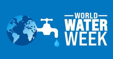 World Water Week is observed every year in August. Holiday concept. Template for background, banner, card, poster, placard, design template with unique shapes with standard color. vector