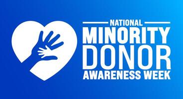 National Minority Donor Awareness Week is observed every year in August. Holiday concept. Template for background, banner, card, poster, placard, design template with unique shapes with standard color vector