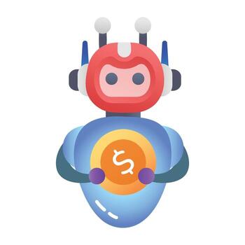 A flat style icon of trading robot vector