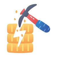 An icon of money mining in flat style vector