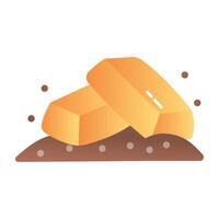 A flat icon of gold ingots vector